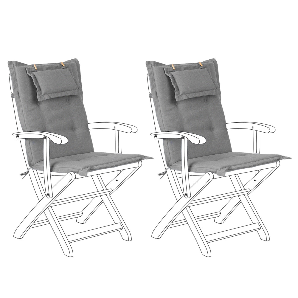 Set di cuscini di ricambio per sedie da esterno in tessuto grigio resistente ai raggi UV 2 cuscini con imbottitura spessa
