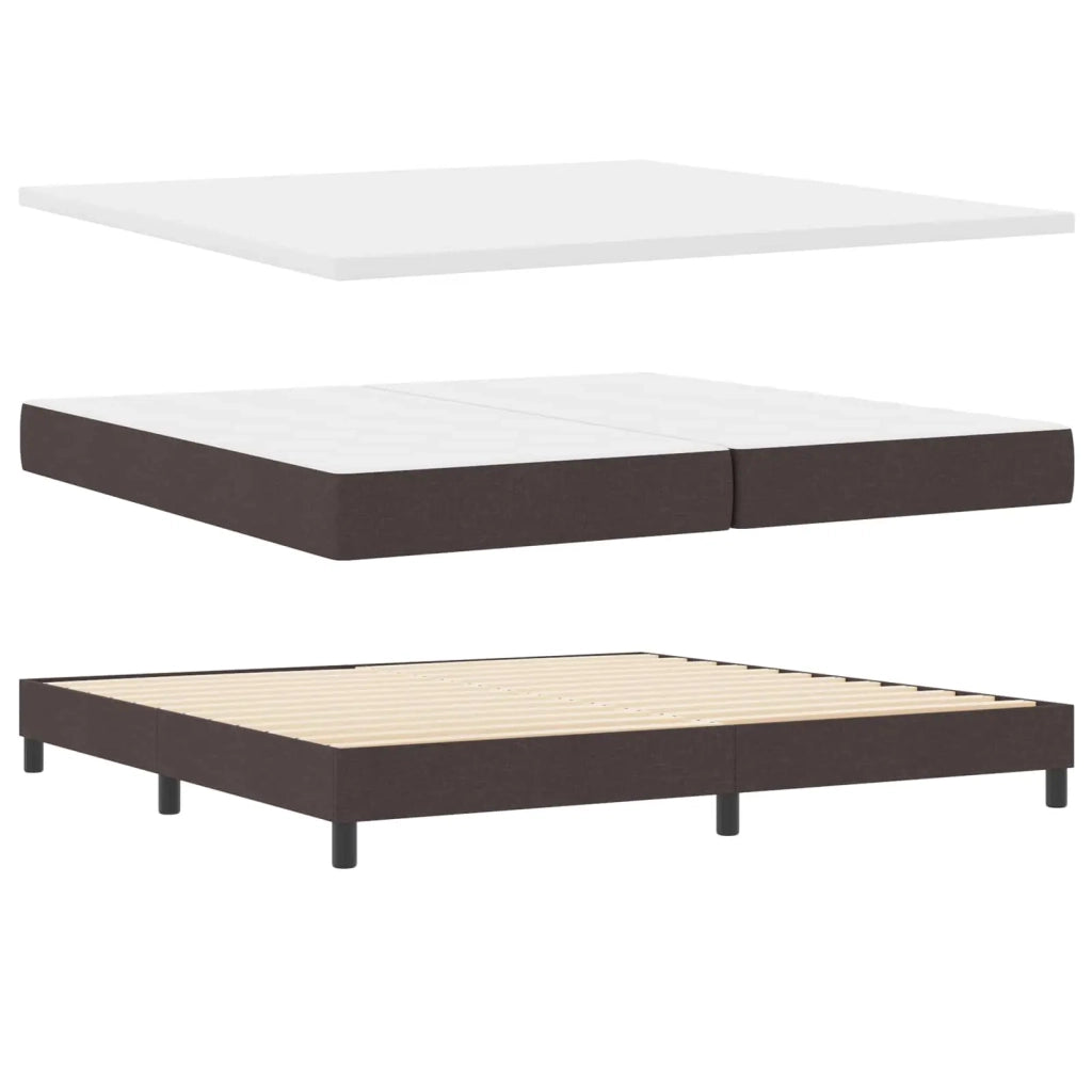 Letto a molle con testiera Marrone Scuro 200 x 200 cm Tessuto 3342236