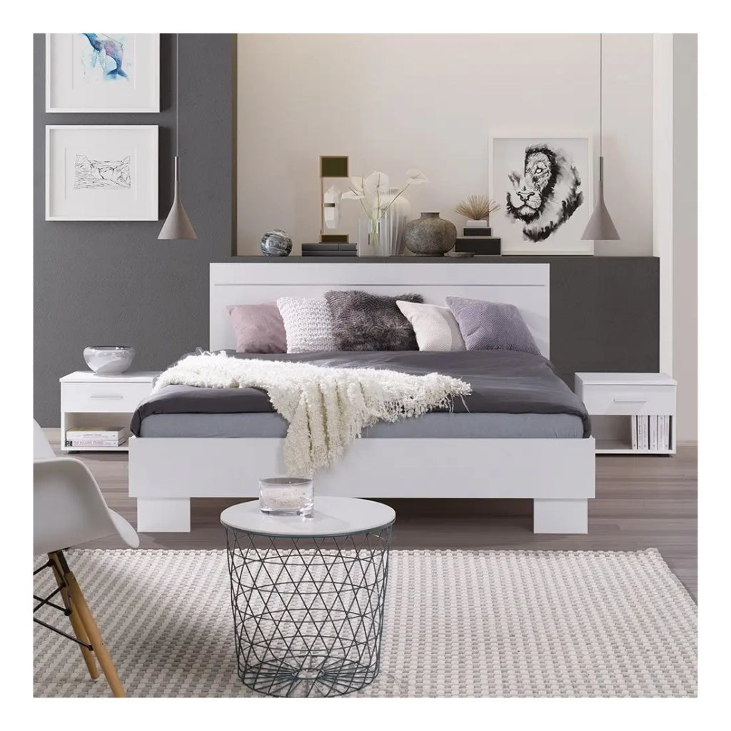 Set di due comodini COMO – Bianco lucido e cromo – Design moderno