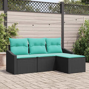 Set di divani con cuscino 4 pcs Nero polyrattan 3346676