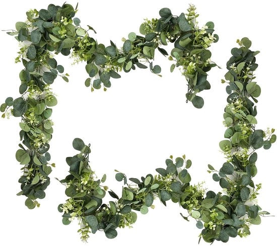 Slinger a Eucalipto 180 cm - Pianta Artificiale - Slinger per Pianta Verde - Decorazione Matrimonio - Fondo - Set a 2 pezzi - Slinger Decorativa