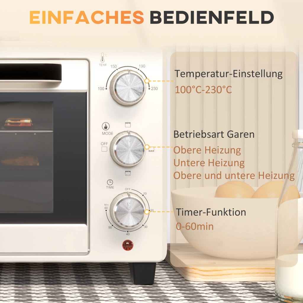 Forno a tostapane 21 litri ¨C zephmum ¨C acciaio inossidabile, vetro, crema