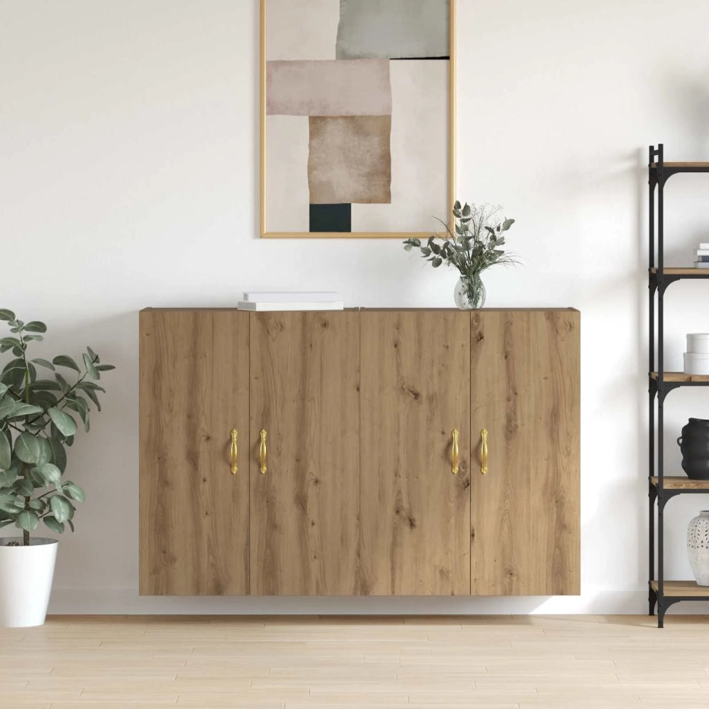 Armadietto a Muro | Mobiletto a muro 2 pz Rovere artigianale 69,5 x 34 x 90 cm