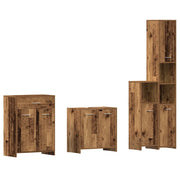 Set Mobili da Bagno | Armadio da bagno 4 pz Legno Antico in Legno Multistrato