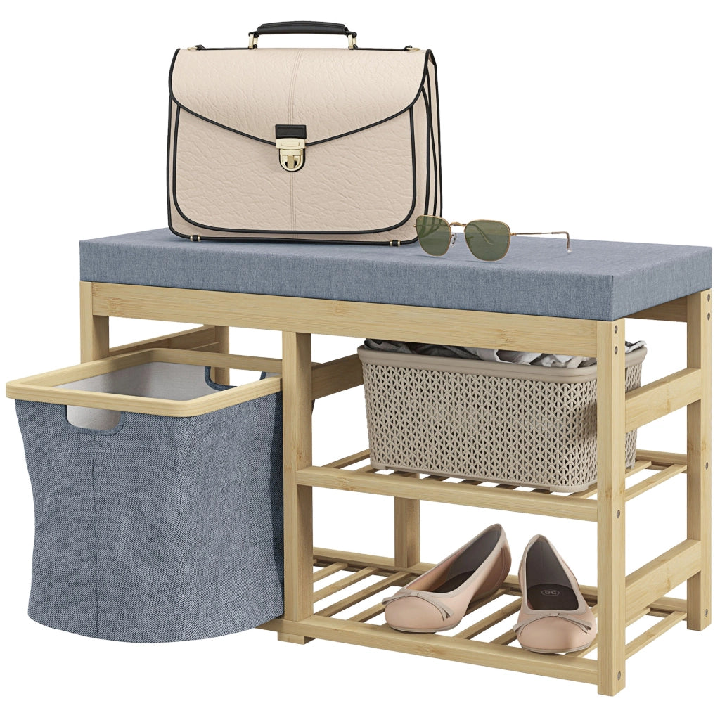 Scarpiera con Seduta ¨C Minimal ¨C Legno Naturale 69x30x45 cm