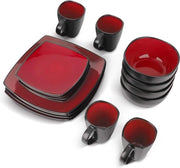 Set di servizio da tavola 16 pezzi - Collezione Marsili (4 tazze, 4 ciotole, 4 piatti grandi, 4 piatti piccoli)