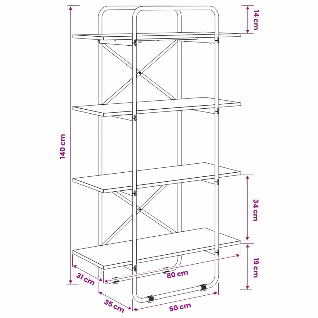 Libreria 4 livelli 80 x 35 x 140 cm PB Sonoma grigio 8007813
