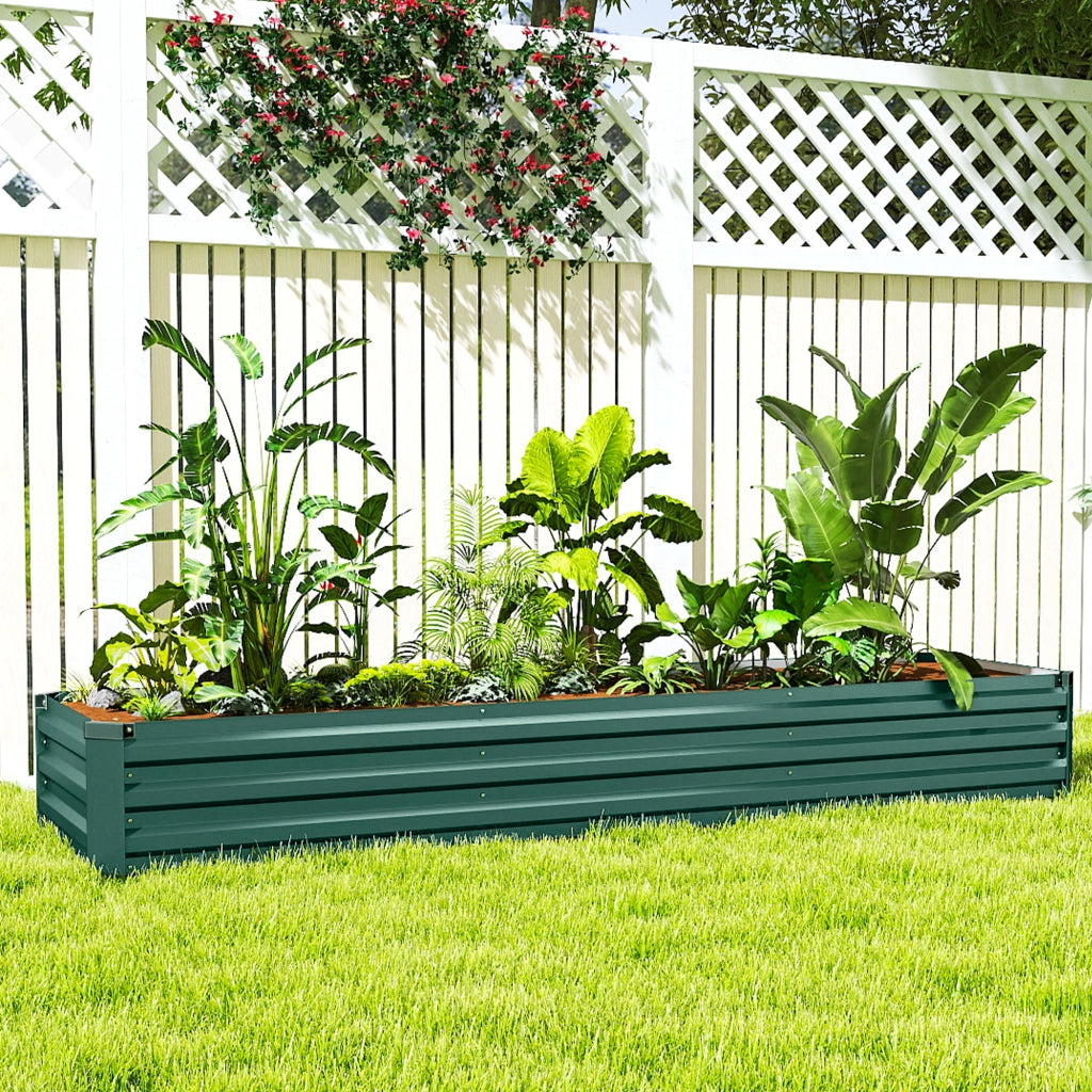 Fioriera Rettangolare da Giardino ¨C Xylo ¨C Acciaio Galvanizzato Verde 240x60x30 cm