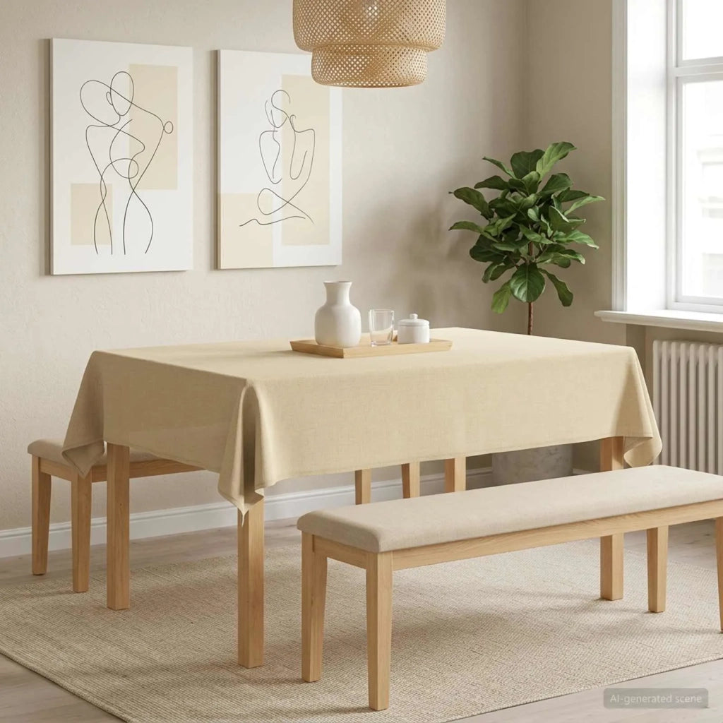 Tovaglia da Tavolo Rettangolare Bianco Crema 140 x 160 cm 42039978
