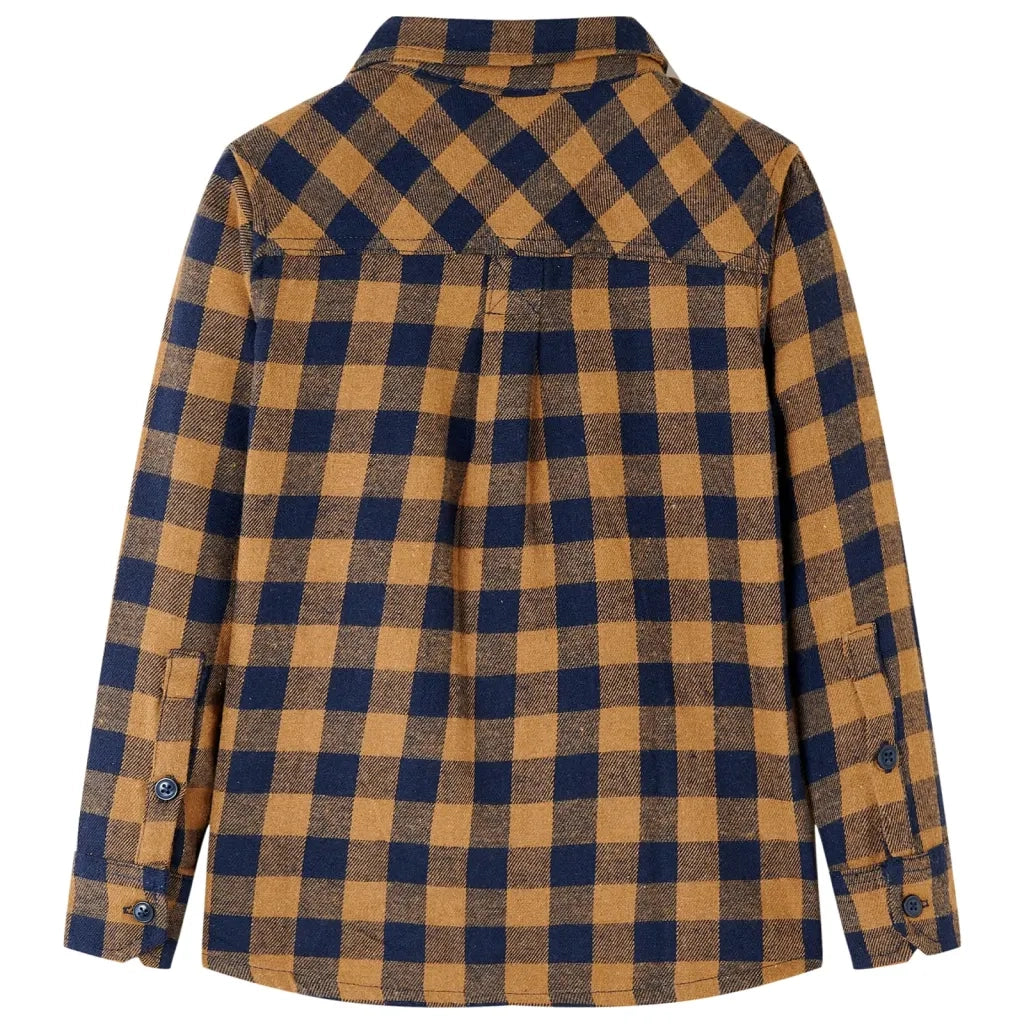 Camicia a Quadri da Bambino Cognac e Blu 104 12955
