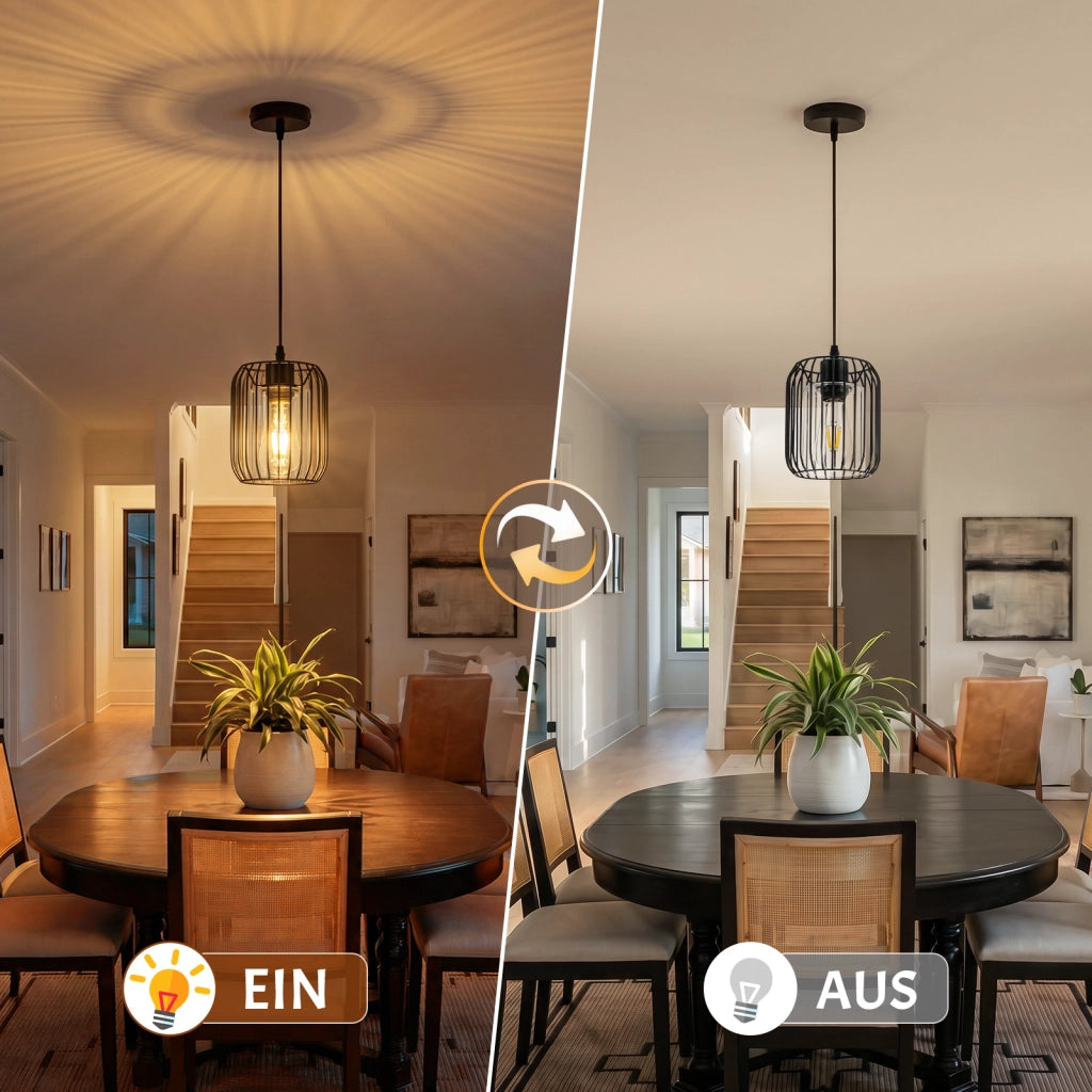 ZMH Lampada a sospensione vintage in vetro nero E27 industriale 1 luce per soggiorno lampadina non inclusa