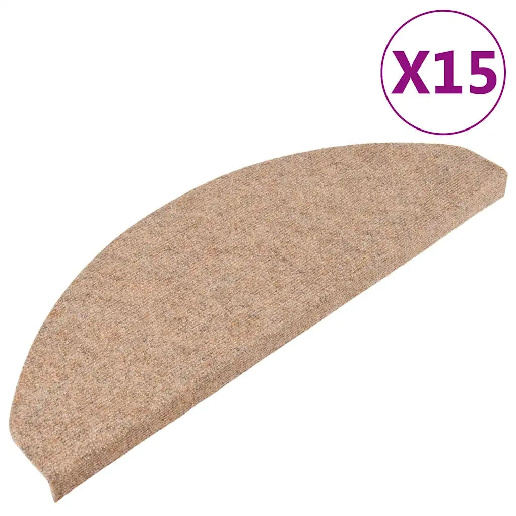 Tappetini Autoadesivi per Scale 15 pz | Gradini per Scale 65x22,5x3,5 cm Beige