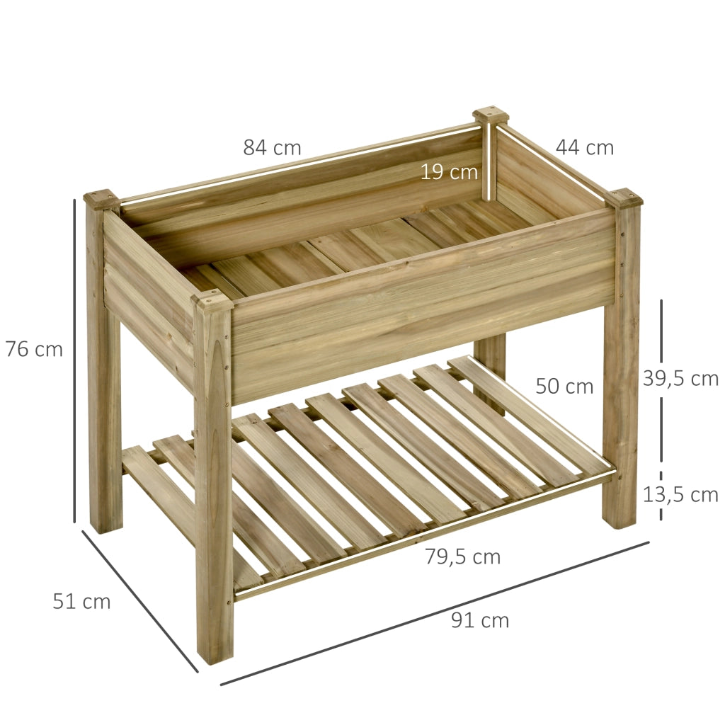 Tavolo da Coltivazione Giardino Urbano in Legno ¨C Zephmum ¨C Naturale 91x51x76 cm