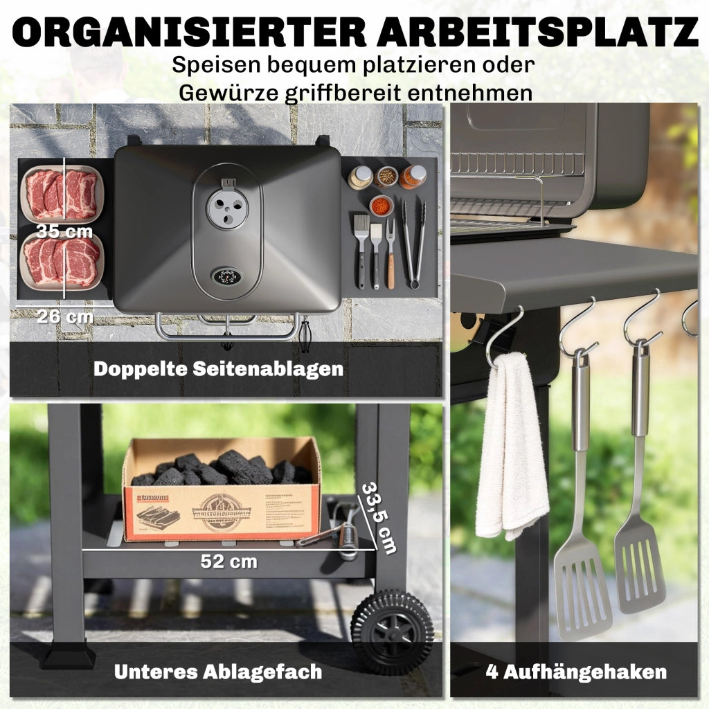 Barbecue a carbone con coperchio e termometro ¨C Minimal ¨C Grigio