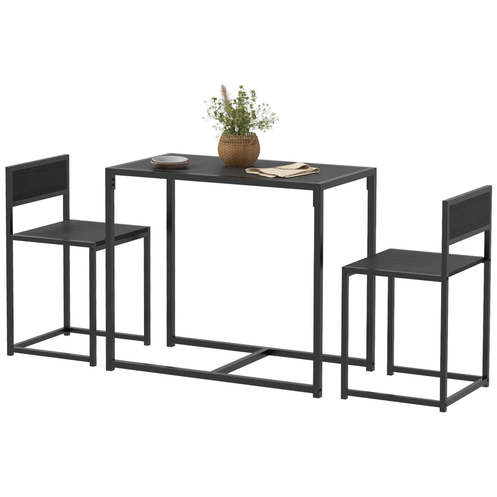 Tavolo da pranzo allungabile con 2 sedie ¨C zephmum ¨C nero, metallo