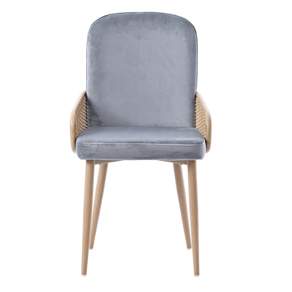 Sedie da Pranzo in Velluto Set 6 Pezzi ¨C Xylo ¨C Gambe Metallo Effetto Legno, Grigio