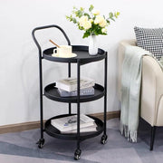Carrello Rotante Elegante a 3 Livelli, 78 cm Alto, Metallo Nero, Trolley da Servizio per Cucina e Divertimento