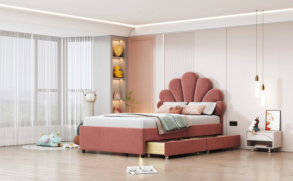 letto imbottito velluto rosa 90 x 200 cm