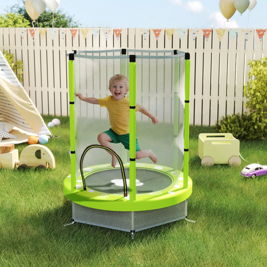 Trampolino Elastico ?140 cm ¨C Xylo ¨C con Rete di Sicurezza, Verde, 3-6 Anni