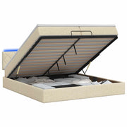 Letto Ottomano con Materasso e LED Crema 200 x 200 cm Tessuto 3457021