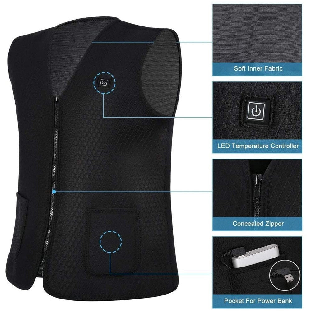 Trade Shop - Gilet Giubotto Riscaldante Usb Riscaldato Giacca Termica Unisex Riscaldamento -    L