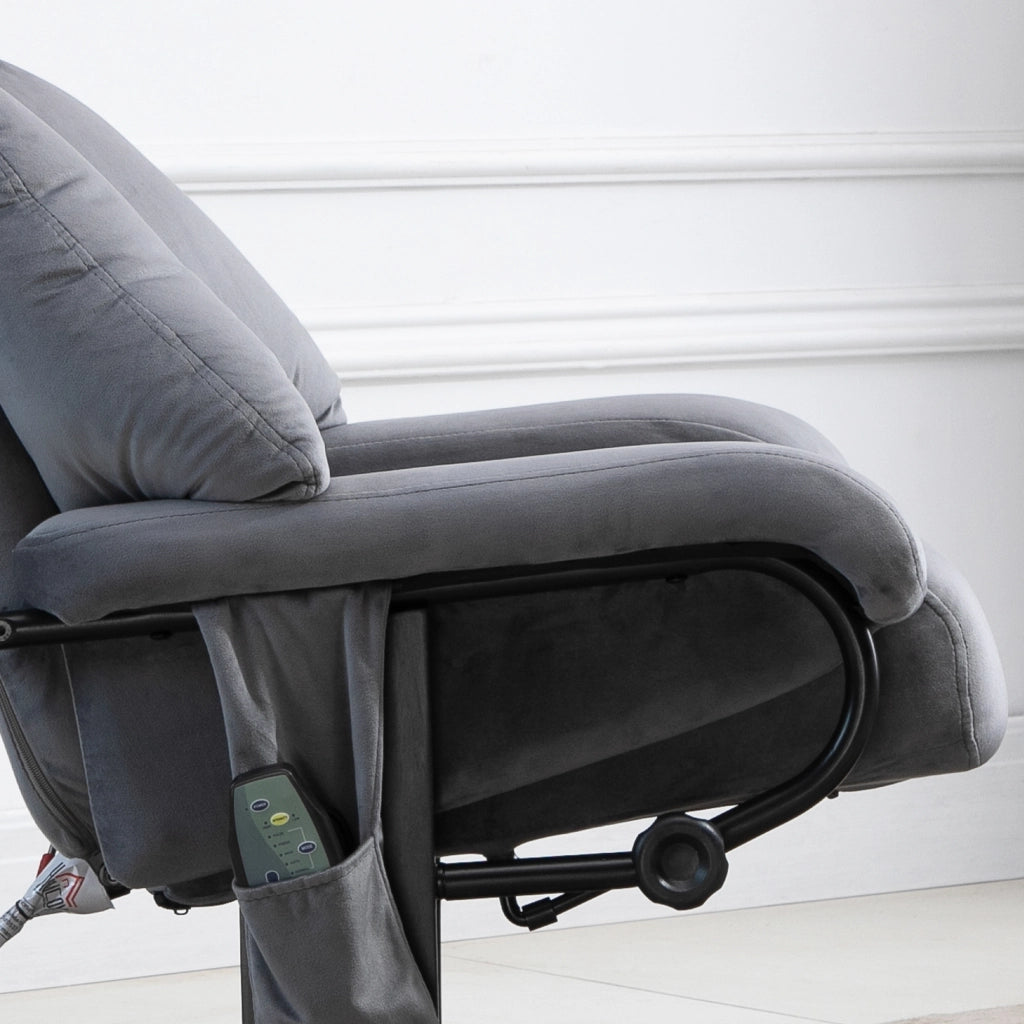 Poltrona Relax con Poggiapiedi ¨C Xylo ¨C Reclinabile Massaggiante Girevole Tessuto Velluto Grigio