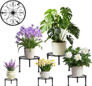 Set di sostegni per piante in metallo - 5 pezzi - Sostegni per vasi per interni ed esterni - Nero - Cinque misure - Casa giardino patio balcone