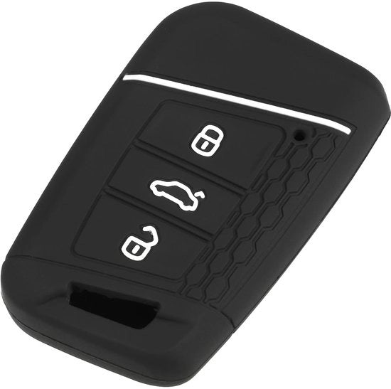Accessori per chiavi in silicone, 3 tasti, nero/bianco, resistente alla abrasione e corrosione, protezione contro le graffiature, nessun perdita di segnale, con porta chiavi