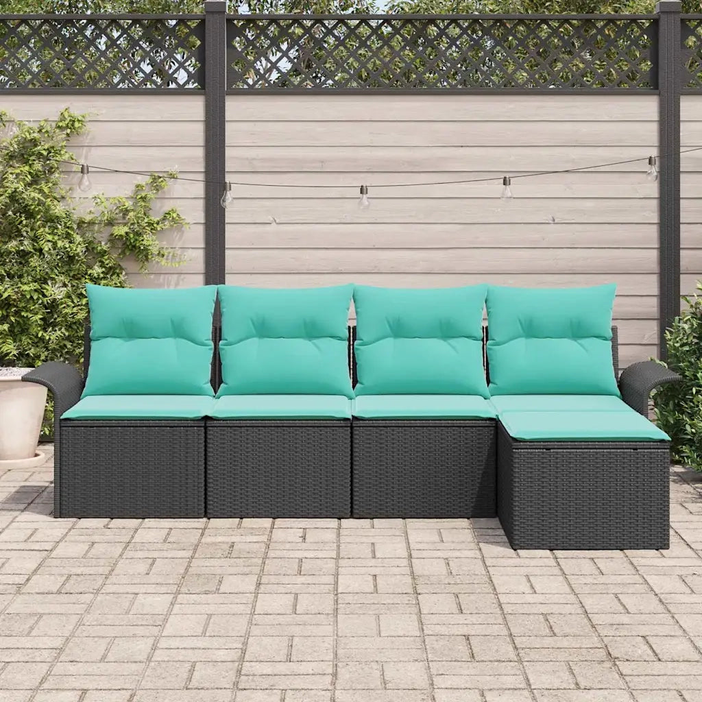 Set Divano da Giardino con cuscino 5 pcs Nero polyrattan 3345326