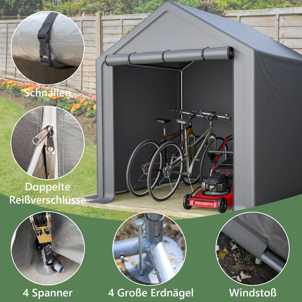 Casetta da giardino 190x170x200cm, garage per biciclette, capanno per attrezzi, tenda da garage, casetta da giardino, tenda deposito, capanno per bici