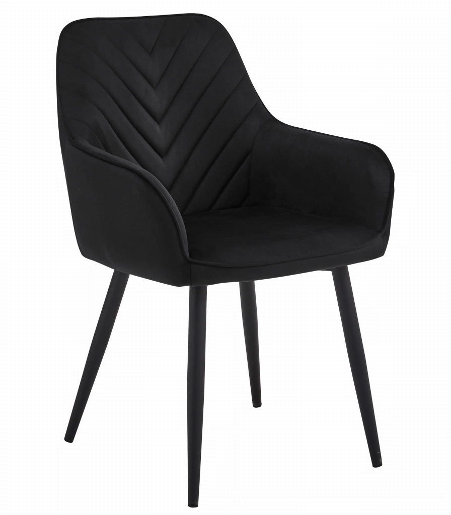 Sedie da pranzo Valora WAAV - Velluto nero con gambe nere x2