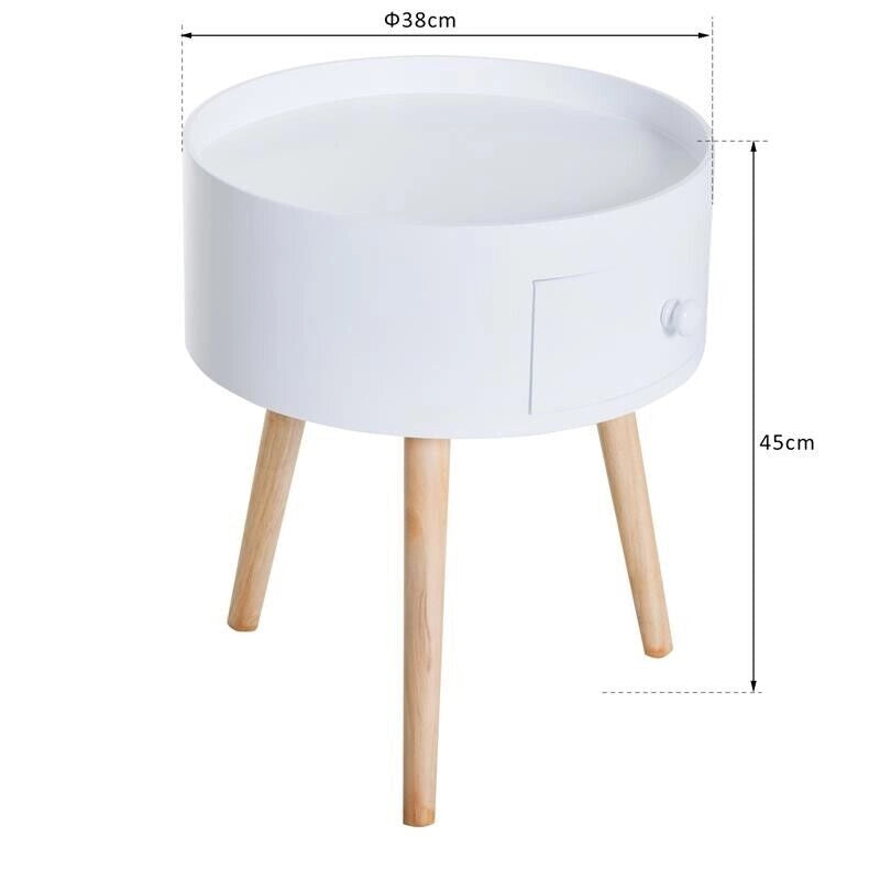 TAVOLINO DA SALOTTO MODERNO CON CASSETTO 38X45CM IN LEGNO BIANCO