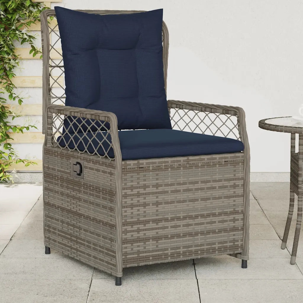 Sedie da giardino reclinabili 2 pz in Polyrattan Grigio 368668