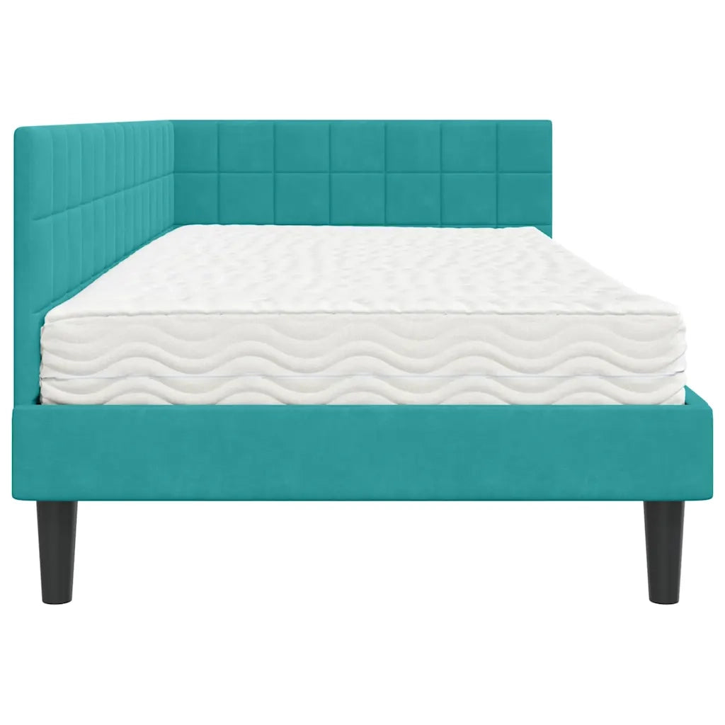 Struttura Letto Angolare con Materasso 2 pcs Turchese Velluto 3393986