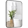 Specchio da Parete, Specchio da Bagno Rettangolare Moderno 70 x 50 x 2 cm con Cornice in Alluminio, Viti di Espansione per Sogiorno, Camera da Letto e Ingresso, Nero