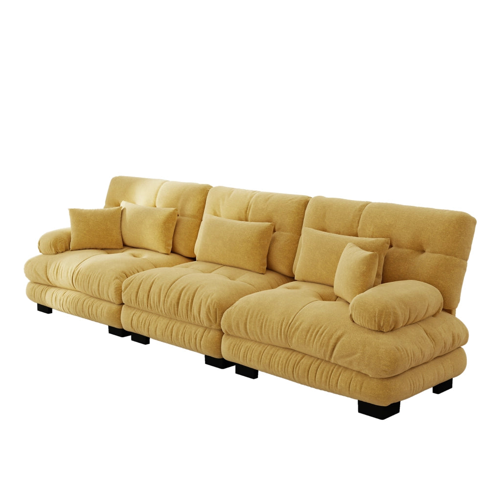 Divano Letto Angolare 3 Posti ¨C MINIMAL ¨C Chenille Giallo, Modulare
