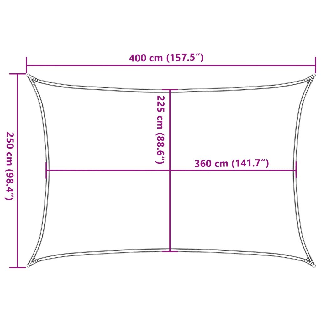 Vela Parasole-Telo Ombra-Vela Ombreggiante 160 g/m2 Beige 2,5x4 m in HDPE