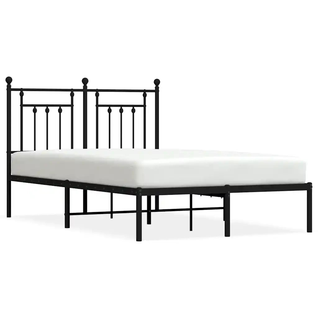 Giroletto con Testiera-Struttura Letto con testiera in Metallo Nero 135x190 cm 549877