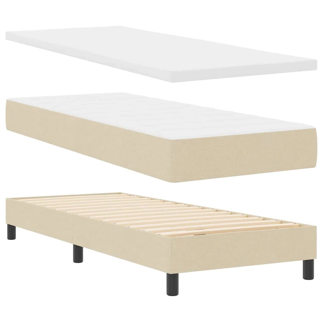 Letto singolo | Letto per adulti | Letto a molle con materasso con led Crema 80 x 200 cm Tessuto