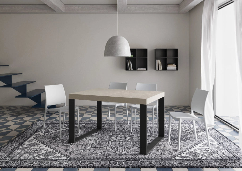 Tavolo Allungabile 140-400x90x77 cm Tecno Premium Cashmere Telaio Antracite