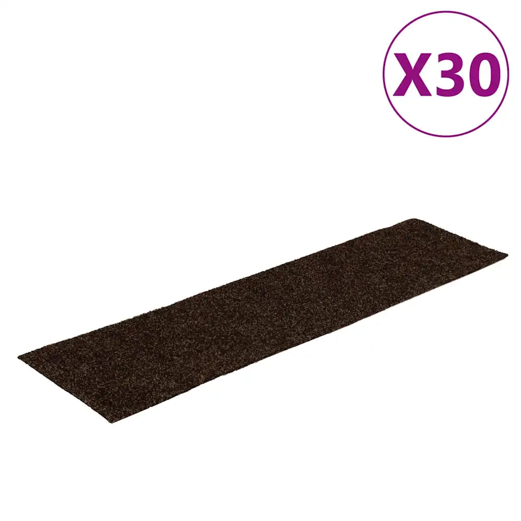 Tappetini per scale autoadesivi 30 pz 76x20 cm marrone rettangolari 3365727