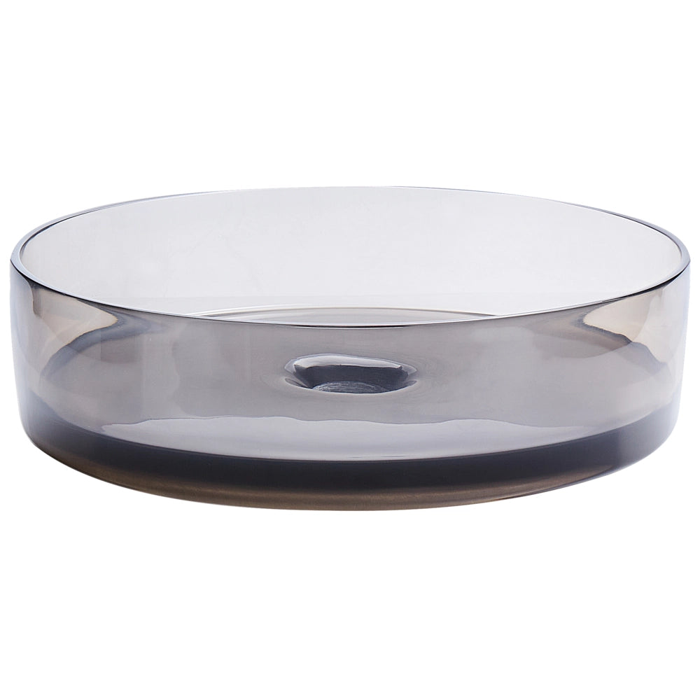 Lavandino da appoggio Nero Superficie solida 360 mm Lavandino da bagno rotondo semitrasparente