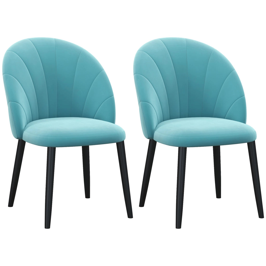 Set 2 Sedie da Pranzo Imbottite ¨C Xylo ¨C Metallo Tessuto Effetto Velluto Verde Chiaro 52x54x79cm