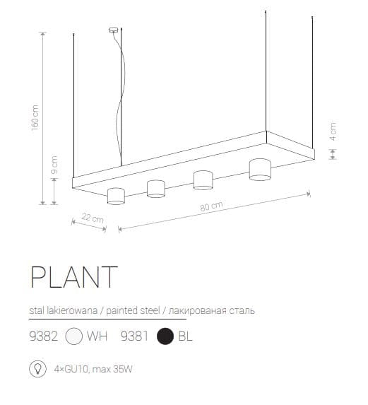 Lampada a sospensione Nowodvorski Plant bianca 4xGU10
