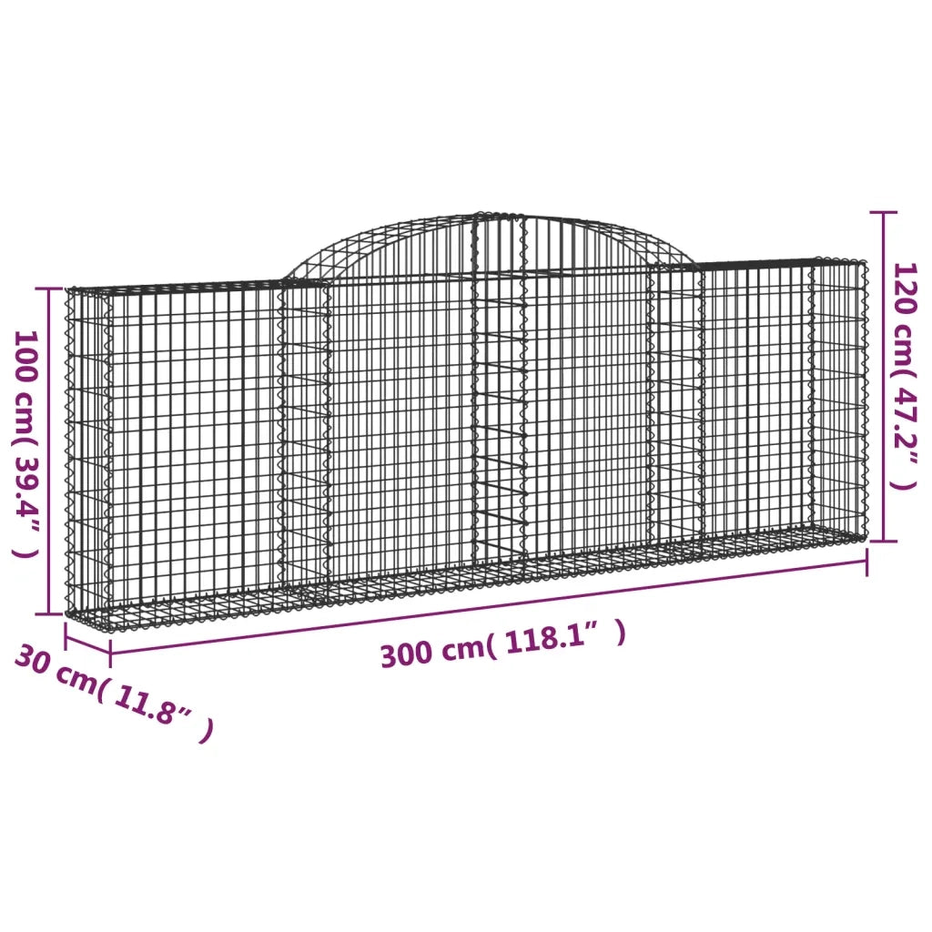 Cesti Gabbioni ad Arco 20 pz 300x30x100/120 cm Ferro Zincato 3146535