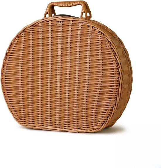 Contenitore di archiviazione sostenibile - Contenitore di archiviazione in rattan - Scatola di archiviazione con coperchio - Contenitore di archiviazione per abbigliamento - Contenitori di archiviazione - Dimensioni 24 x 19 x 12 cm