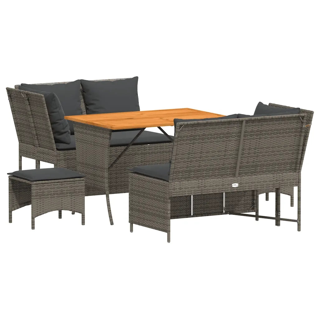 Set Divano da Giardino 5 pz con Cuscini Grigio in Polyrattan