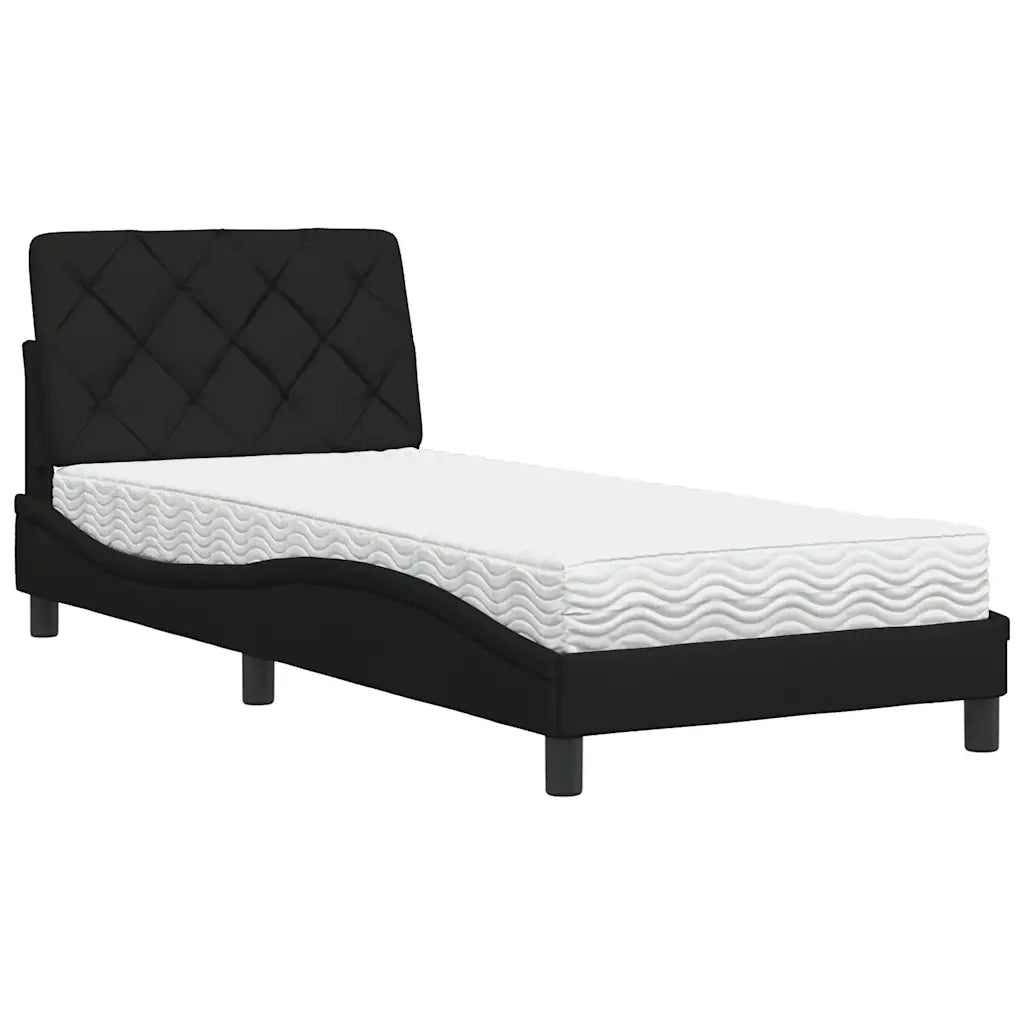 Letto con Materasso-Struttura Letto con Materasso Nero 90x190 cm in Tessuto