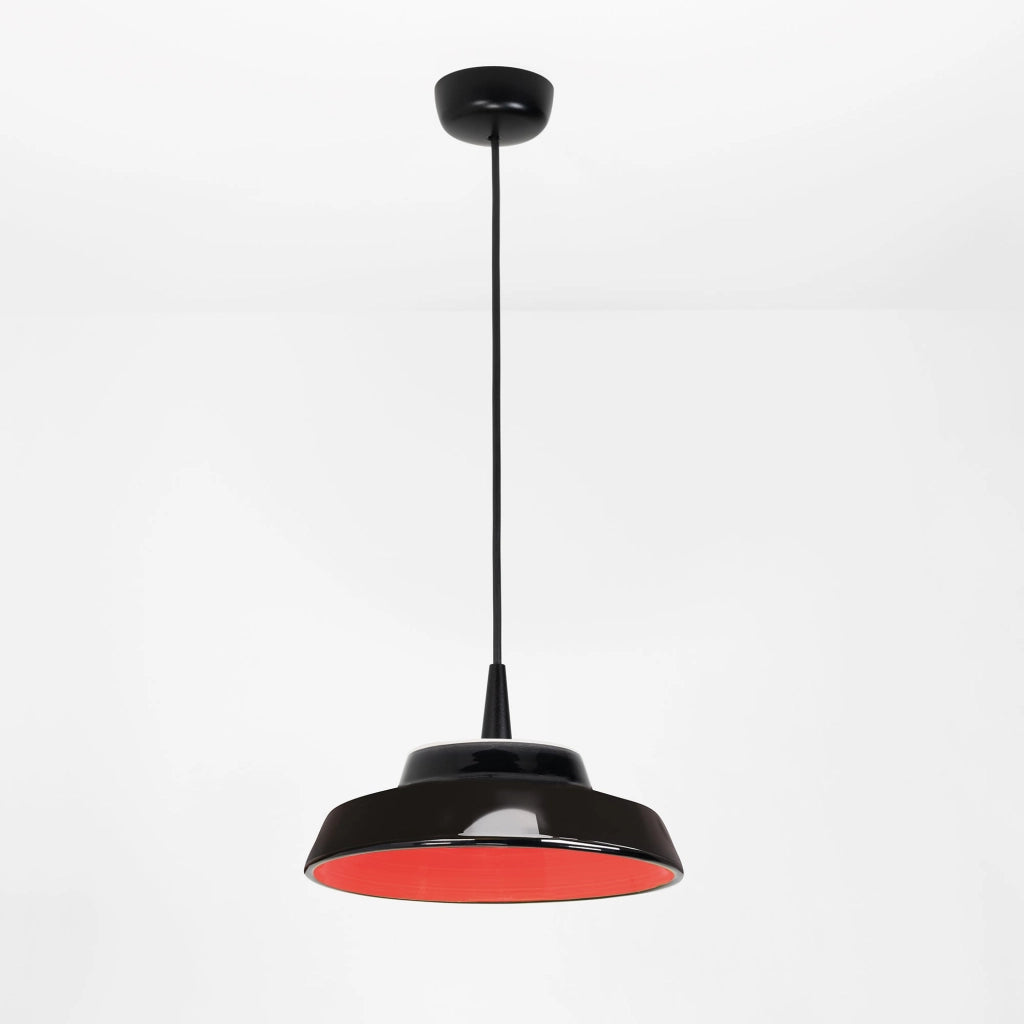 Circus Black Lampada a sospensione LED 8W 3000K d.24 cm in ceramica artigianale fatta a mano colore Rosso per interni design moderno ed elegante
