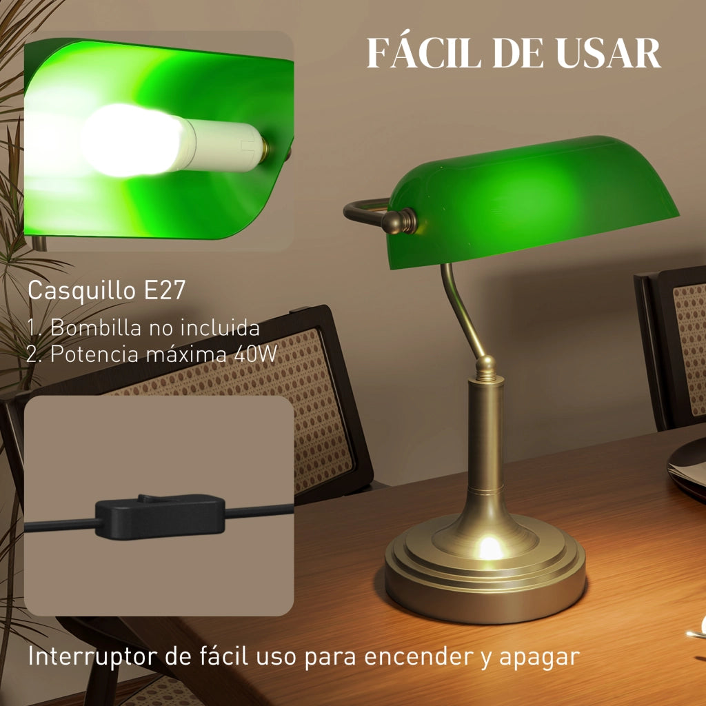 Lampada da Scrivania con Interruttore a Levetta e Paralume Regolabile ¨C zephmum ¨C Verde